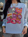Pink Halloween Collage Graphic Sweatshirt
